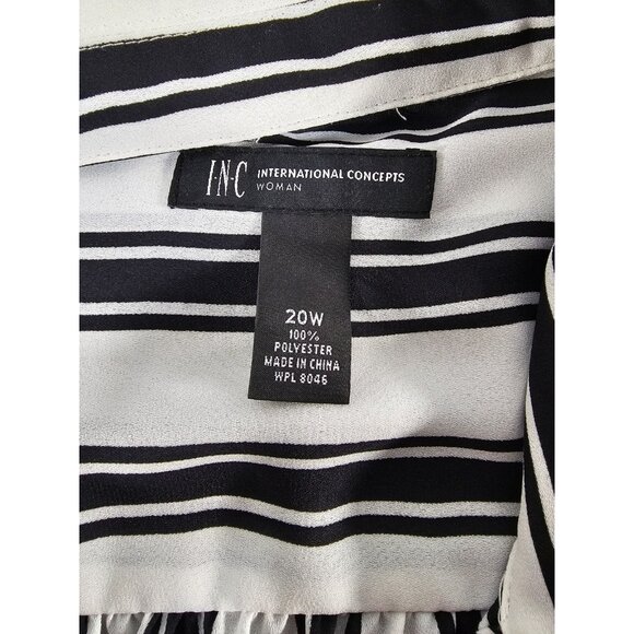 International Concept Plus Faux Wrap Black and White Stripe Blouse -SZ 20W - Picture 9 of 9